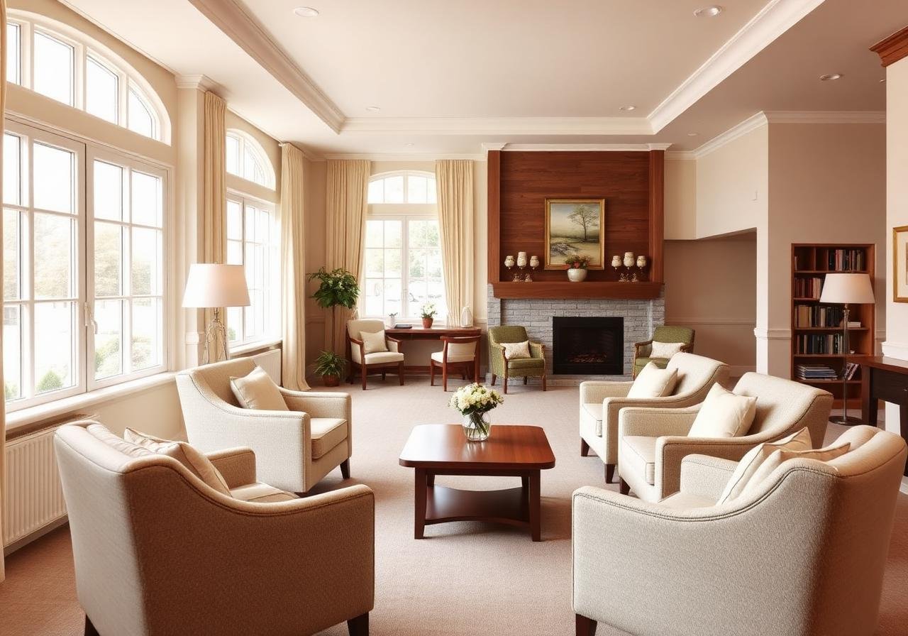 Bright communal lounge at Nora Resort